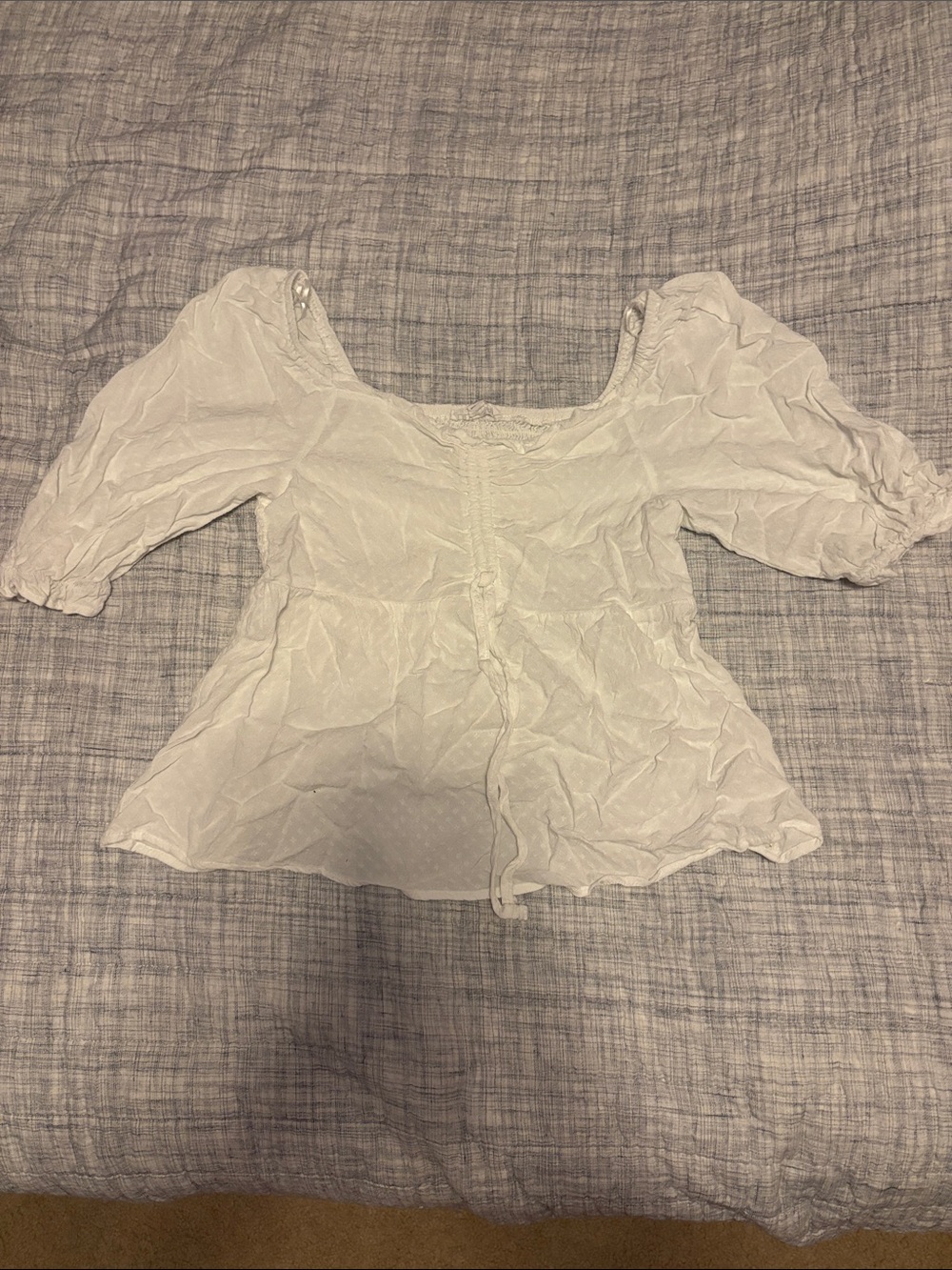 Lily Star White Square-Neck Puff Sleeve Blouse